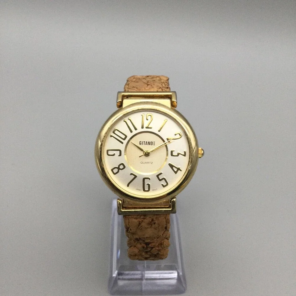Gitano Womens Watch 35mm Champagne Dial Gold Tone Braided Band New Battery